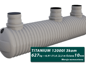 Wzmocniony plastikowy zbiornik na szambo Titanium, trzykomorowy 12 m3
