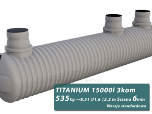Plastikowy zbiornik na szambo Titanium, trzykomorowy 15 m3