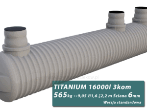 Plastikowy zbiornik na szambo Titanium, trzykomorowy 16 m3