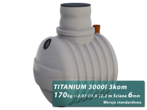 Plastikowy zbiornik na szambo Titanium, trzykomorowy 3 m3