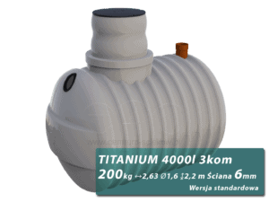 Plastikowy zbiornik na szambo Titanium, trzykomorowy 4 m3