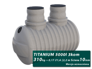 Wzmocniony plastikowy zbiornik na szambo Titanium, trzykomorowy 5 m3