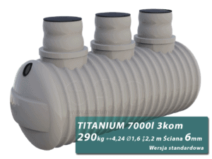 Plastikowy zbiornik na szambo Titanium, trzykomorowy 7 m3