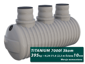 Wzmocniony plastikowy zbiornik na szambo Titanium, trzykomorowy 7 m3